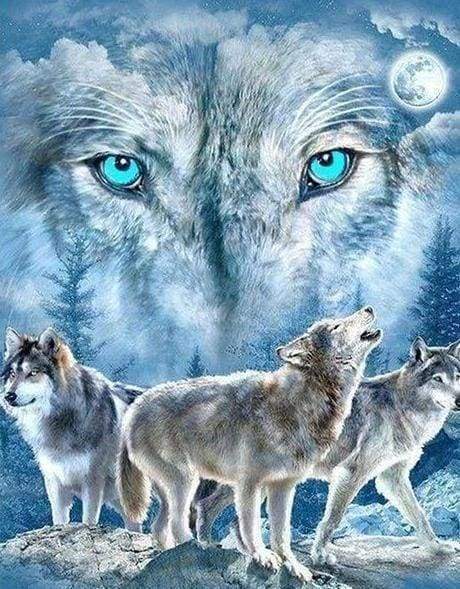 Diamond Painting - Roedel wolven dieren, Diamond Painting Dieren, konijnen, wolven