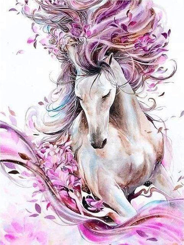 Diamond Painting - Roze paard dieren, Diamond Painting Dieren, paarden