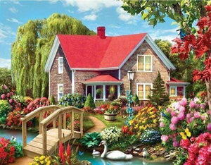 Diamond Painting - Mooi huis Diamond Painting Landschappen, landschappen