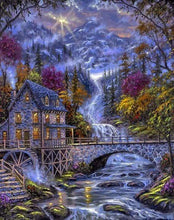 Afbeelding in Gallery-weergave laden, Diamond Painting - Rivier bij nacht Diamond Painting Landschappen, landschappen