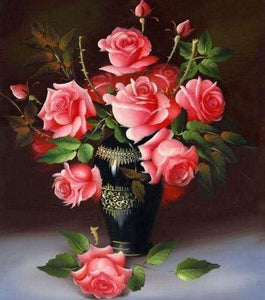 Diamond Painting - Rozenvaas Diamond Painting Bloemen, bloemen