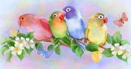 Diamond Painting - Kleine parkieten dieren, Diamond Painting Dieren