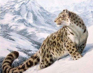 Diamond Painting - Sneeuwluipaard dieren, Diamond Painting Dieren, winter
