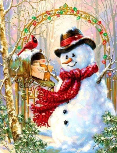Diamond Painting - Sneeuwman dieren, Diamond Painting Dieren, winter