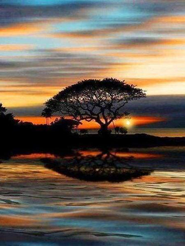 Diamond Painting - Zonsondergang aan het water Diamond Painting Landschappen, landschappen