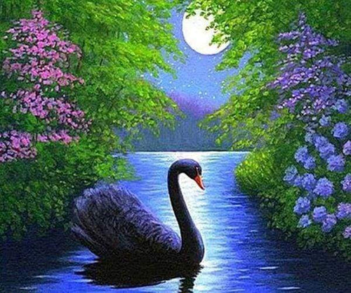 Diamond Painting - Zwaan dieren, vogels, Diamond Painting Dieren, zwanen