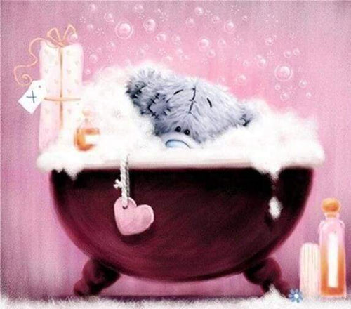 Diamond Painting - Teddy in zijn bad Diamond Painting Romantiek, romantiek