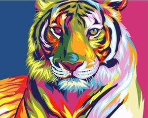 Diamond Painting - Tijger kleurrijk dieren, Diamond Painting Dieren, tijgers