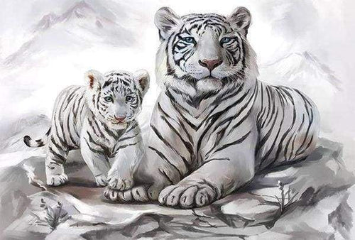 Diamond Painting - Tijgers in de sneeuw dieren, Diamond Painting Dieren, tijgers, winter