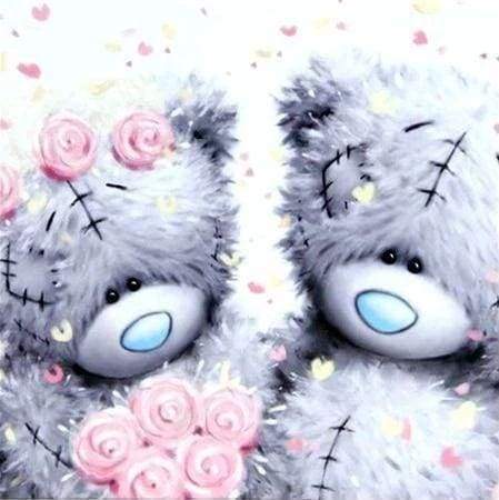 Diamond Painting - Twee teddyberen en rozen Diamond Painting Andere, ander