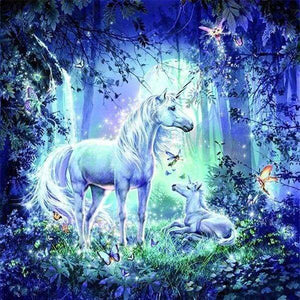 Diamond Painting - Eenhoorn in het bos dieren, Diamond Painting Dieren, eenhoorns