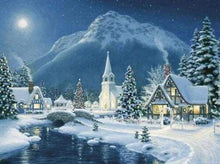 Afbeelding in Gallery-weergave laden, Diamond Painting - Dorp in de sneeuw Diamond Painting Landschappen, landschappen, winter
