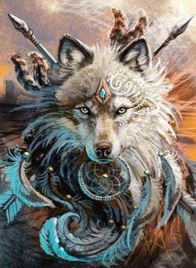 Diamond Painting - Wolf krijger dieren, Diamond Painting Dieren, konijnen, wolven