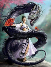 Afbeelding in Gallery-weergave laden, Diamond Painting - Vrouwen Draak dieren, Diamond Painting Dieren, draken