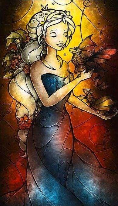 Diamond Painting - Vrouwen gebrandschilderd glas Diamond Painting Romantiek, romantiek
