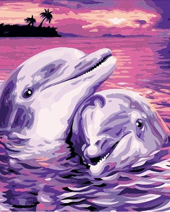 Schilderen op Nummer - Dolfijnen voor altijd samen