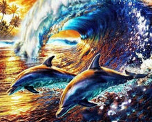 Afbeelding in Gallery-weergave laden, Schilderen op Nummer - Dolfijnen in de golven