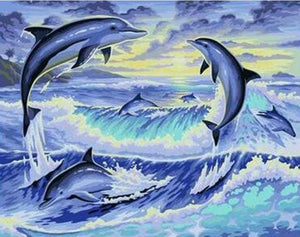 Schilderen op Nummer - Spelende dolfijnen