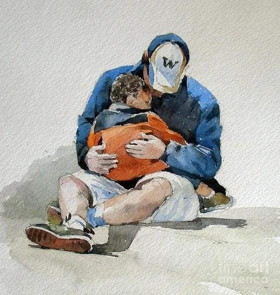 Schilderen op Nummer - Vader en zoon knuffel
