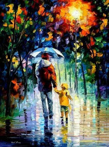 Schilderen op Nummer - Vader en zoon in de regen