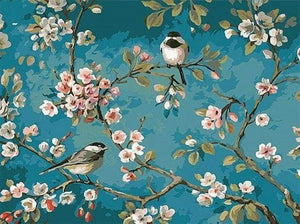 Schilderen op Nummer - Bloemen en vogels aquarel