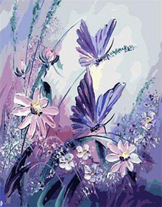 Schilderen op Nummer - Bloemen en vlinders