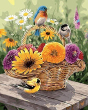 Afbeelding in Gallery-weergave laden, Schilderen op Nummer - Bloemen in een mand en vogels