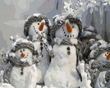 Afbeelding in Gallery-weergave laden, Schilderen op Nummer - Vier kerstsneeuwmannen