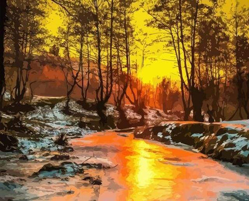 Schilderen op Nummer - Bevroren rivier