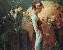 Afbeelding in Gallery-weergave laden, Schilderen op Nummer - Volle maan en bloemen