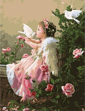 Afbeelding in Gallery-weergave laden, Schilderen op Nummer - Meisje Engel en Duiven