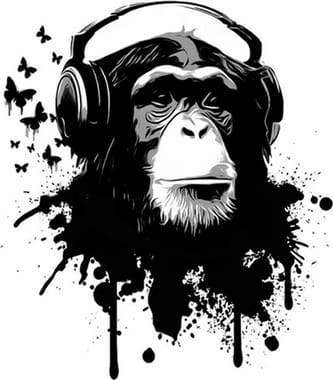 Schilderen op Nummer - Gorilla met koptelefoon