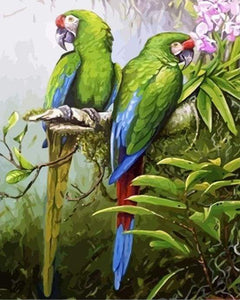 Schilderen op Nummer - Groene papegaaien