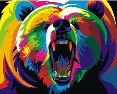 Schilderen op Nummer - Grizzlybeer Pop-art