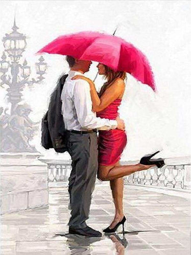 Schilderen op Nummer - Man en vrouw met rode paraplu