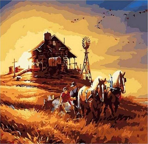 Schilderen op Nummer - Paarden in Mississippi Ranch