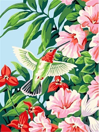 Schilderen op Nummer - Kolibrie in de bloemen