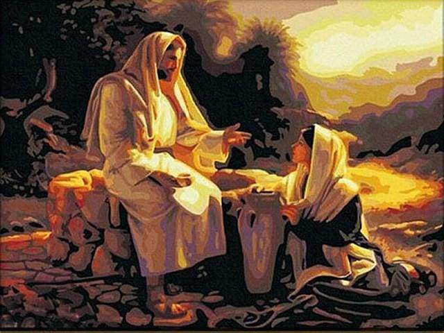 Schilderen op Nummer - Jezus Christus aan de rand van de bron