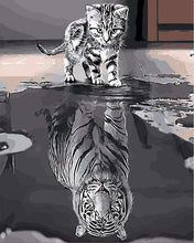 Afbeelding in Gallery-weergave laden, Schilderen op Nummer - Kitten Reflecterende Tijger