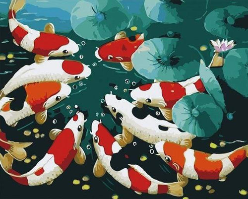 Schilderen op Nummer - Koikarpers in de vijver