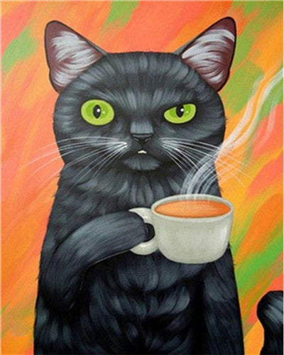 Schilderen op Nummer - De kat en zijn koffie