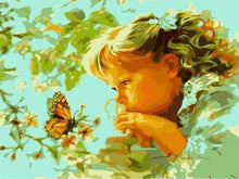 Afbeelding in Gallery-weergave laden, Schilderen op Nummer - Klein meisje en vlinder