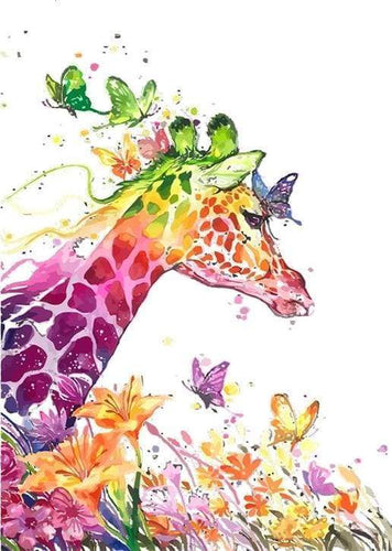 Schilderen op Nummer - Moderne en kleurrijke giraffe