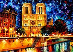 Schilderen op Nummer - Notre Dame bij Nacht