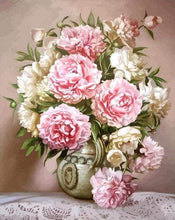Afbeelding in Gallery-weergave laden, Schilderen op Nummer - Roze en witte bloemen