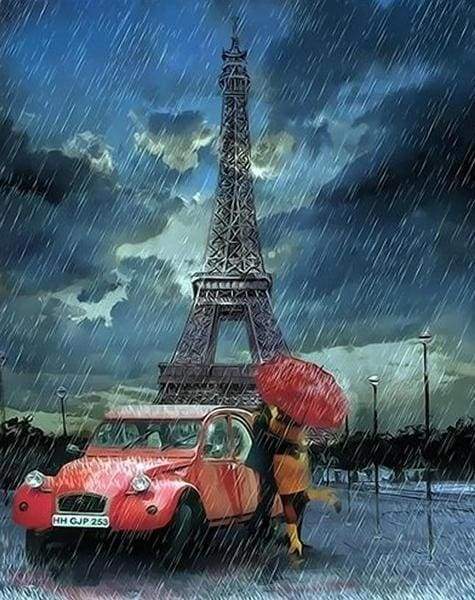 Schilderen op Nummer - Regen en romantiek Eiffeltoren