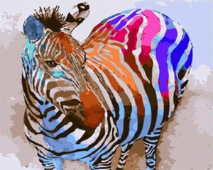Schilderen op Nummer - Regenboog Zebra