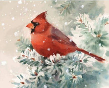 Afbeelding in Gallery-weergave laden, Schilderen op Nummer - Rode vogel en sneeuw