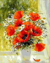 Afbeelding in Gallery-weergave laden, Schilderen op Nummer - Rode bloemen en madeliefjes