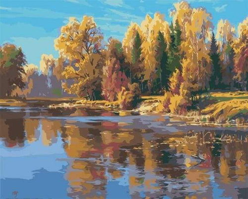 Schilderen op Nummer - Rivier in Frankrijk
